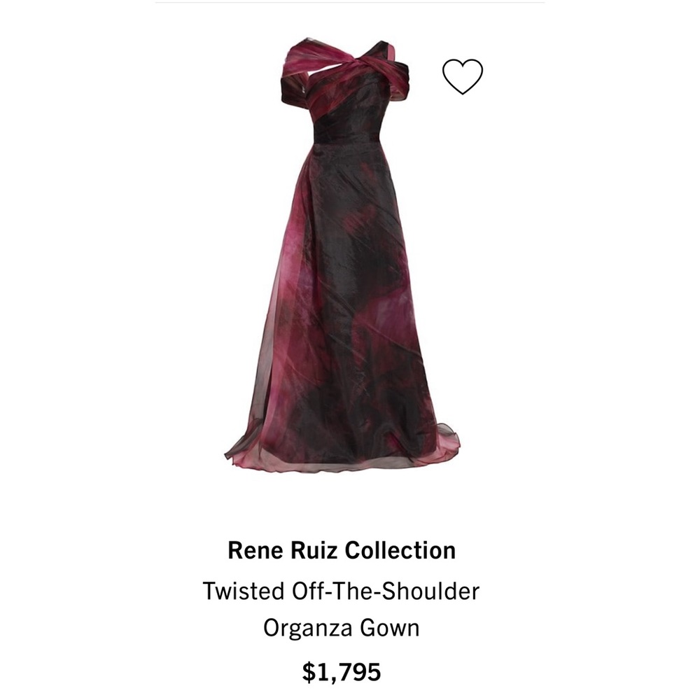 Rene Ruiz organza gown in marbled raspberry and plum. Sz 4 - Picture 2 of 4